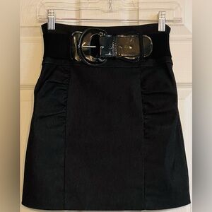 Black Mini Bodycon Pencil Skirt with Wide Belt